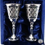 Набор серебряных рюмок для водки или коньяка "Алмазная грань" (2 шт) (объем 1 рюмки 50 мл)