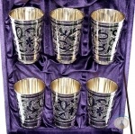 Набор серебряных стаканов "Кубачи-4" (6 шт) (объем 1 стакана 220 мл)