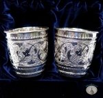 Набор серебряных стаканов "Кубачи-5" (2 шт) (объем 1 стакана 230 мл)