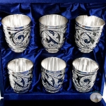 Набор серебряных стаканов "Кубачи-2" (6 шт) (объем 1 стакана 250 мл)