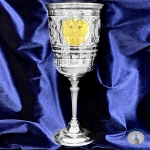Серебряный бокал с позолоченным гербом России "Символ" (объем 330 мл)