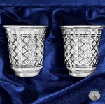 Набор серебряных стопок для водки или коньяка "Иллюзия-2" (2 шт) (объем 1 стопки 60 мл)