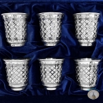 Набор серебряных стопок для водки или коньяка "Иллюзия-2" (6 шт) (объем 1 стопки 60 мл)