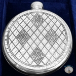 Серебряная фляжка (фляга) круглая  "Мечта" (объем 150 мл)
