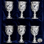 Набор серебряных рюмок для водки или коньяка "Алтай-5" (6 шт) (объем 1 рюмки 55 мл)
