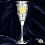 Серебряный бокал с позолоченным гербом России "Князь-4" (объем 180 мл)