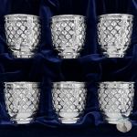 Набор серебряных стаканов "Чешуя" (6 шт) (объем 1 стакана 230 мл)