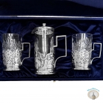 Набор серебряных стаканов с чайником "Исток-2" (3 предмета)