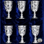Набор серебряных рюмок для водки или коньяка "Алтай-7" (6 шт) (объем 1 рюмки 55 мл)