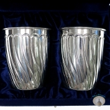 Набор серебряных стаканов "Волна-2" (2 шт) (объем 1 стакана 260 мл)