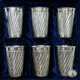 Набор серебряных стаканов "Волна-3" (6 шт) (объем 1 стакана 220 мл)