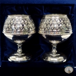 Набор серебряных бокалов для коньяка "Виллис-2" (2 шт) (объем 1 бокала 190 мл)