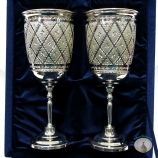 Набор серебряных бокалов "Алмазная грань" (2 шт) (объем 1 бокала 310 мл)