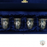 Набор серебряных стопок для водки или коньяка "Алмазная грань-3" (4 шт) (объем 1 стопки 50 мл)