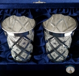 Набор серебряных стаканов "Алмазная грань" (2 шт)