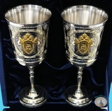 Набор серебряных бокалов с позолоченным гербом "Следственный комитет" (2 шт)