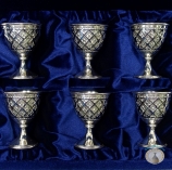 Набор серебряных рюмок для водки или коньяка "Мистика" (6 шт) (объем 1 рюмки 45 мл)
