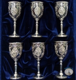 Набор серебряных рюмок для водки или коньяка "Легенда" (6 шт) (объем 1 рюмки 50 мл)