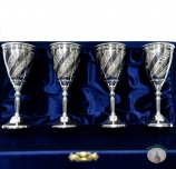 Набор серебряных рюмок для водки или коньяка "Удача" (4 шт) (объем 1 рюмки 60 мл)