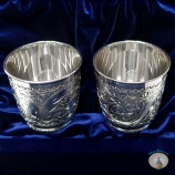 Набор серебряных стаканов "Зима" (2 шт) без чернения (объем 1 стакана 230 мл)
