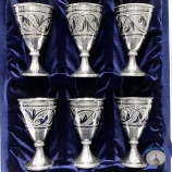 Набор серебряных рюмок для водки или коньяка "Бригантина" (6 шт) (объем 1 рюмки 50 мл)