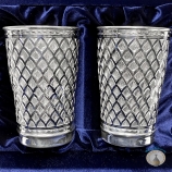 Набор серебряных стаканов "Зима-2" (2 шт) (объем 1 стакана 330 мл)