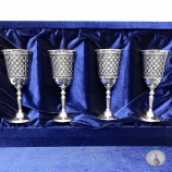 Набор серебряных рюмок для водки или коньяка "Алмазная грань-2" (4 шт) (объем 1 рюмки 50 мл)