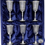 Набор серебряных рюмок для водки или коньяка "Алмазная грань-2" (6 шт) (объем 1 рюмки 50 мл)
