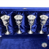 Набор серебряных рюмок для водки или коньяка "Грани" (4 шт) (объем 1 рюмки 50 мл)