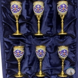 Набор серебряных рюмок для водки или коньяка "Горячая эмаль" (6 шт) (объем 30 мл)