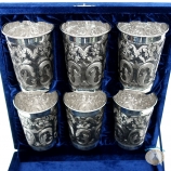 Набор серебряных стаканов "Кардинал-3" (6 шт) (объем 1 стакана 220 мл)