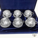 Набор серебряных чашек чайных с блюдцами "Эрида" (12 предметов) (объем 1 чашки 170 мл)