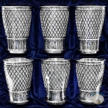 Набор серебряных стаканов "Фантазия-2" (6 шт) (объем 1 стакана 330 мл)