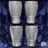 Набор серебряных стаканов "Фантазия-2" (4 шт) (объем 1 стакана 330 мл)