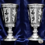 Набор серебряных рюмок для водки или коньяка "Листопад" (2 шт) (объем 1 рюмки 50 мл)