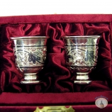 Набор серебряных стопок для водки или коньяка "Звездный-Мини" (2 шт)