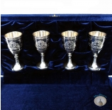 Набор серебряных рюмок для водки или коньяка "Бристоль-2" (4 шт) (объем 1 рюмки 30 мл)