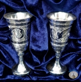 Набор серебряных рюмок для водки или коньяка "Кубачи" (2 шт)