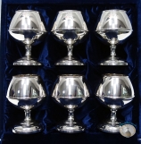 Набор серебряных бокалов для коньяка "Граф-3" (6 шт) (объем 1 бокала 180 мл)