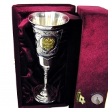 Серебряный бокал с позолоченным гербом России "Князь-3" (объем 180 мл)