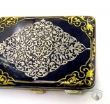 Серебряный портсигар ручной работы с вставками из чистого золота 999 пробы "Падишах"