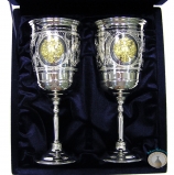 Набор серебряных бокалов с позолоченным гербом России "Патриарх" (2 шт)