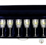 Набор серебряных бокалов с позолоченным гербом России "Патриарх" (6 шт)
