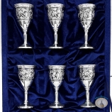 Набор серебряных рюмок для водки или коньяка "Весна-3" (6 шт) (объем 1 рюмки 45 мл)