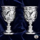 Набор серебряных рюмок для водки или коньяка "Алтай-5" (2 шт) (объем 1 рюмки 55 мл)