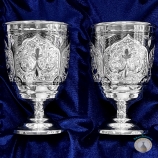 Набор серебряных стаканов "Герань" (2 шт) (объем 1 стакана 250 мл)