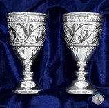 Набор серебряных рюмок для водки или коньяка "Ладога-3" (2 шт) (объем 1 рюмки 50 мл)