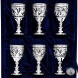 Набор серебряных рюмок для водки или коньяка "Ладога-3" (6 шт) (объем 1 рюмки 50 мл)