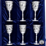 Набор серебряных бокалов "Кристалл" (6 шт) (объем 1 бокала 90 мл)