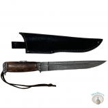 Серебряный нож с дамасской сталью и белым топазом "Хищник-2"